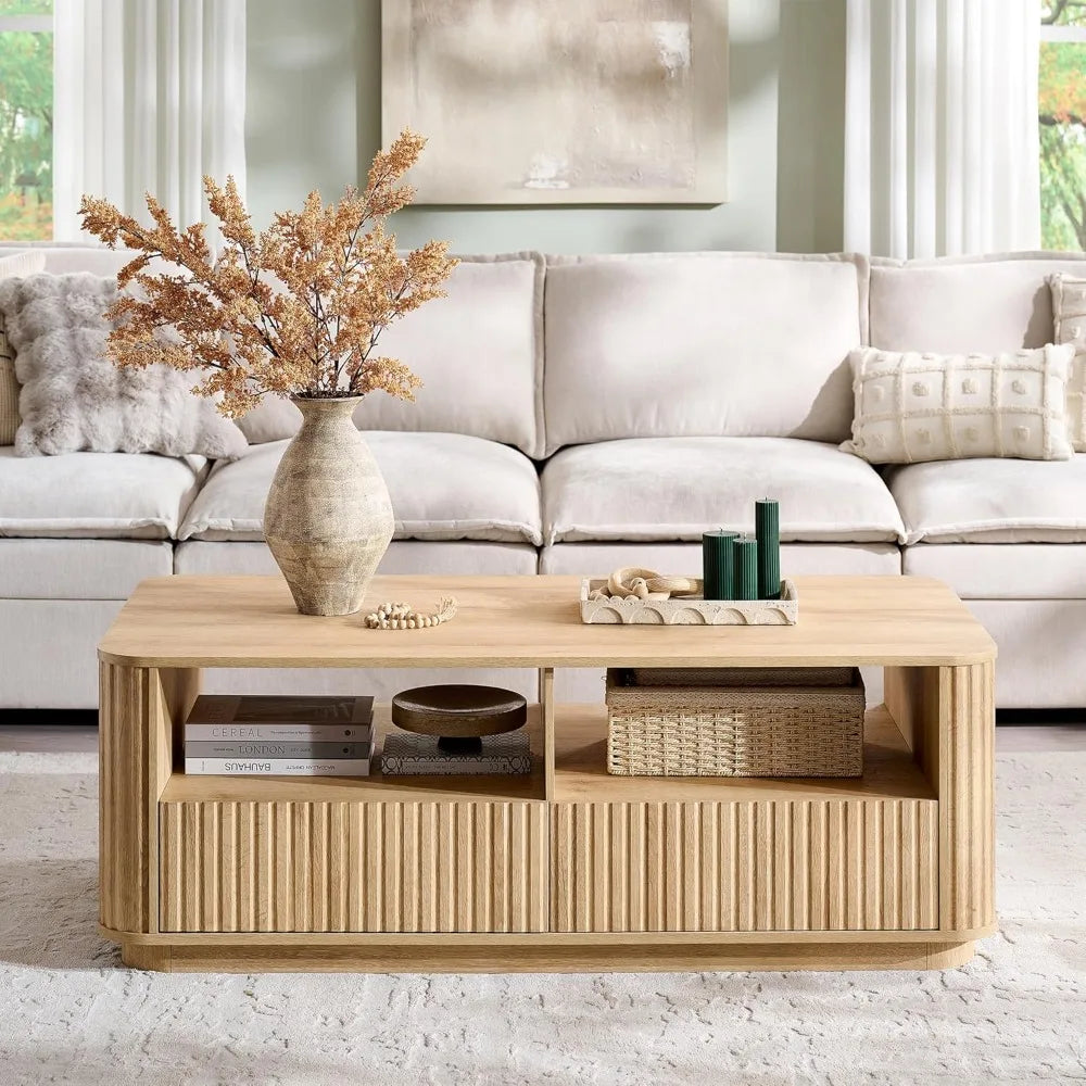 51" Fluted Coffee Table with Storage,