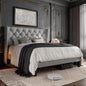 Queen Size Bed Frame with Button Tufted Upholstered Headboard