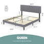 Wooden Solid Bed Frame with Fabric Upholstered