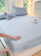 3-Piece Pink Gingham Bed Sheet Set: Fitted Sheet + 2 Pillowcases