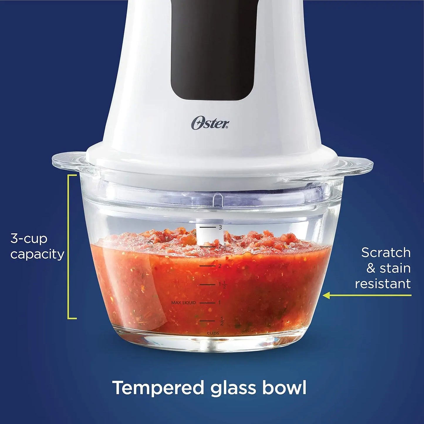 3-Cup Mini Food Chopper with Glass Bowl