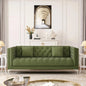 79" W Brown Faux Leather Sofa Couch with 2 Pillows