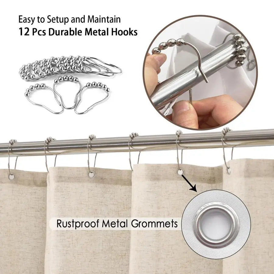 Linen Shower Curtain Long 72 W X 84 L Inch Tropical Green Leaf Shower Curtains Botanical Banana Monstera Leaf Palm Tree Waterpro