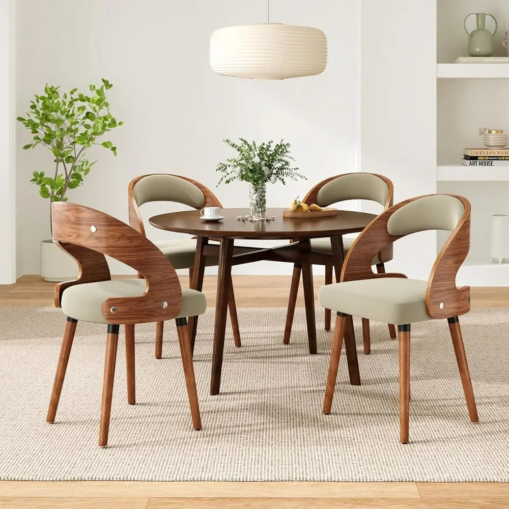 Modern Wood Dining Chairs Set of 4 Upholstered