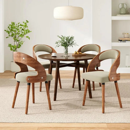 Modern Wood Dining Chairs Set of 4 Upholstered
