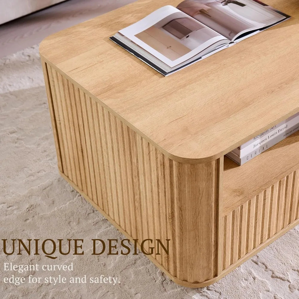 51" Fluted Coffee Table with Storage,