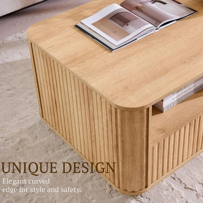 51" Fluted Coffee Table with Storage,