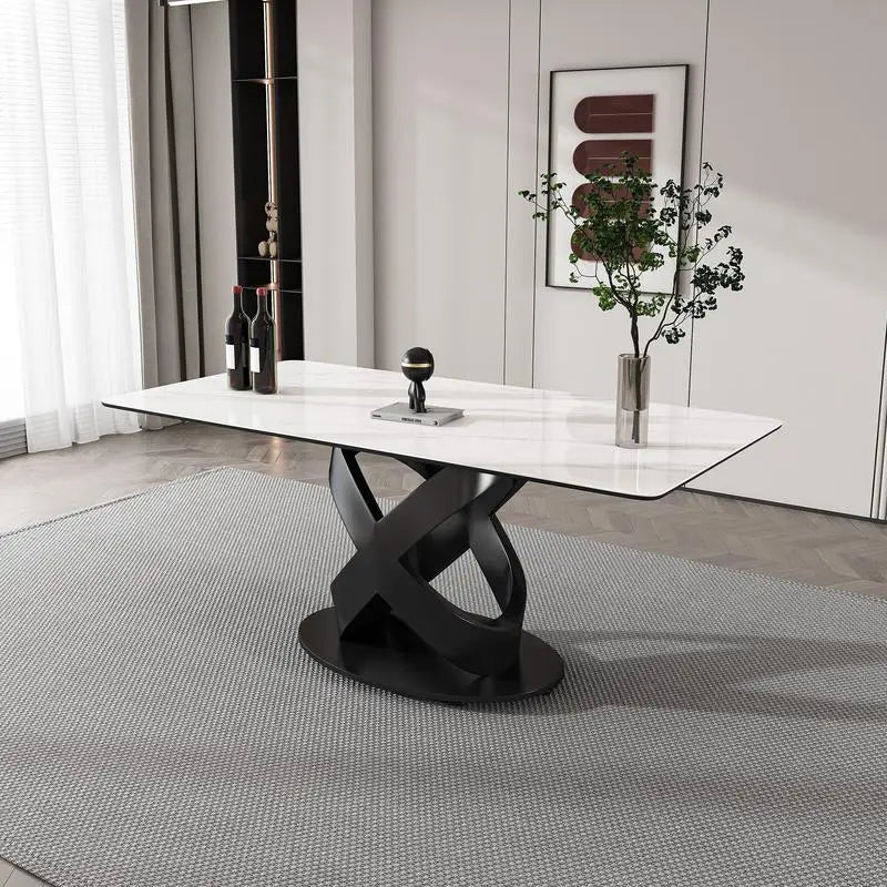 71" Rectangular Dining Table with Centered Stone Top