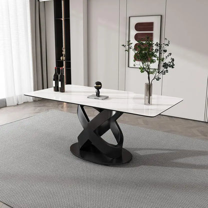 71" Rectangular Dining Table with Centered Stone Top