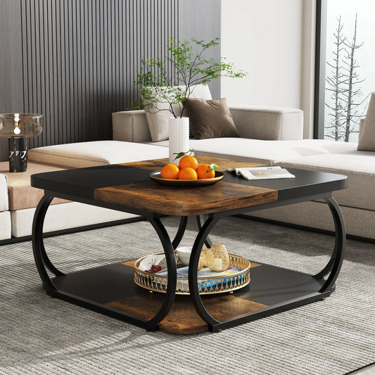 Square Coffee Table with 2 Tiers, 40 inches