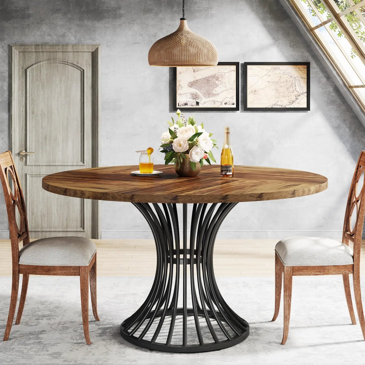 Round Dining Table for 4-6 People, 47-Inch