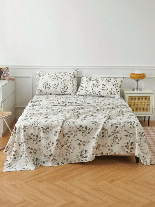 4-Piece Floral Microfiber Bedding Set
