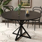 47" Round Dining Table for 4, Wood Top, Metal Pedestal