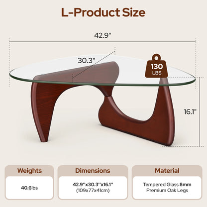 Mid Century Triangle Glass Coffee Table