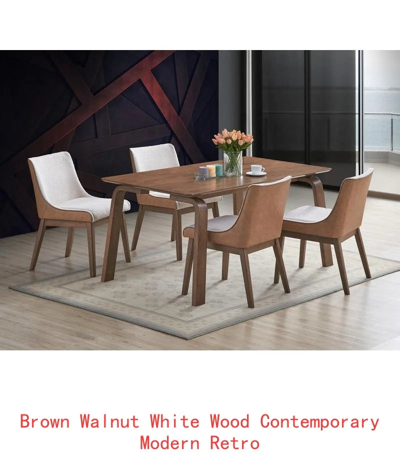 Modern Walnut Finish 5-Piece Dining Set