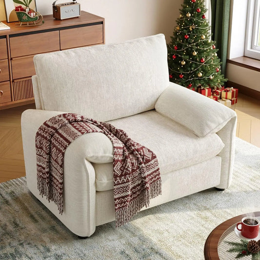 Oversized Accent Chair, 41 Inch Chenille Fabric Armchair