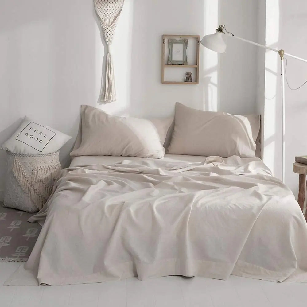 3/4Pcs Solid Color Belgian Linen Cotton