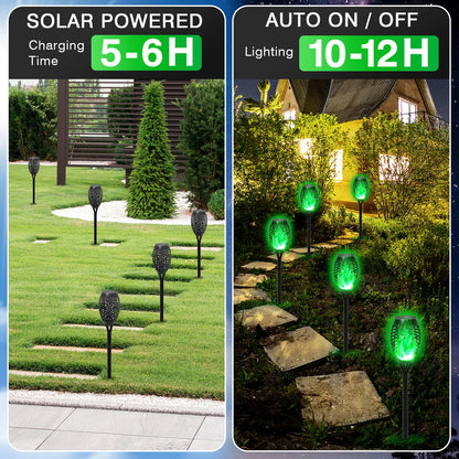 Green Solar Flame Light Outdoor with Flickering Flame