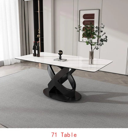 71" Rectangular Dining Table with Centered Stone Top