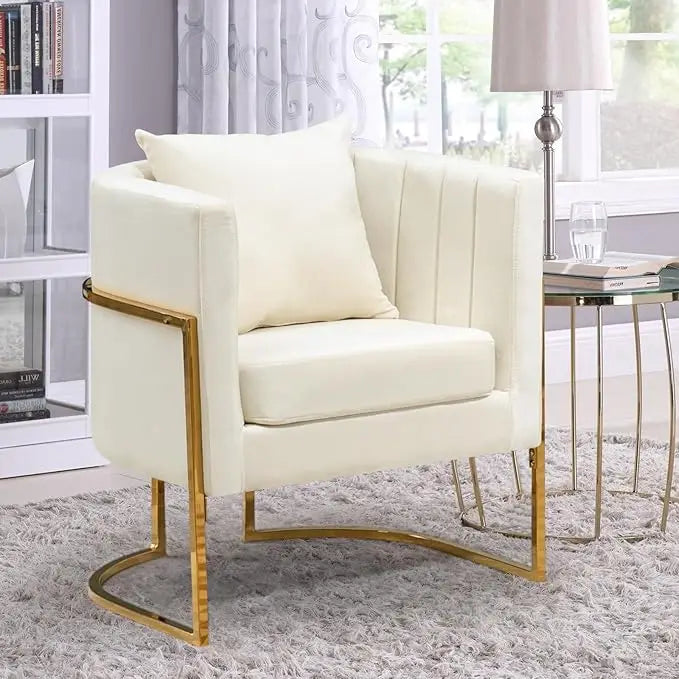 Mid-Century Velvet Accent Chair with Barrel Arms