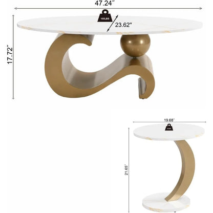 Modern Nest Coffee Table, Oval Table Top