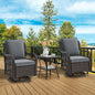 3-Piece Wicker Swivel Rocking Patio Set, 2 Chairs & Glass Table,