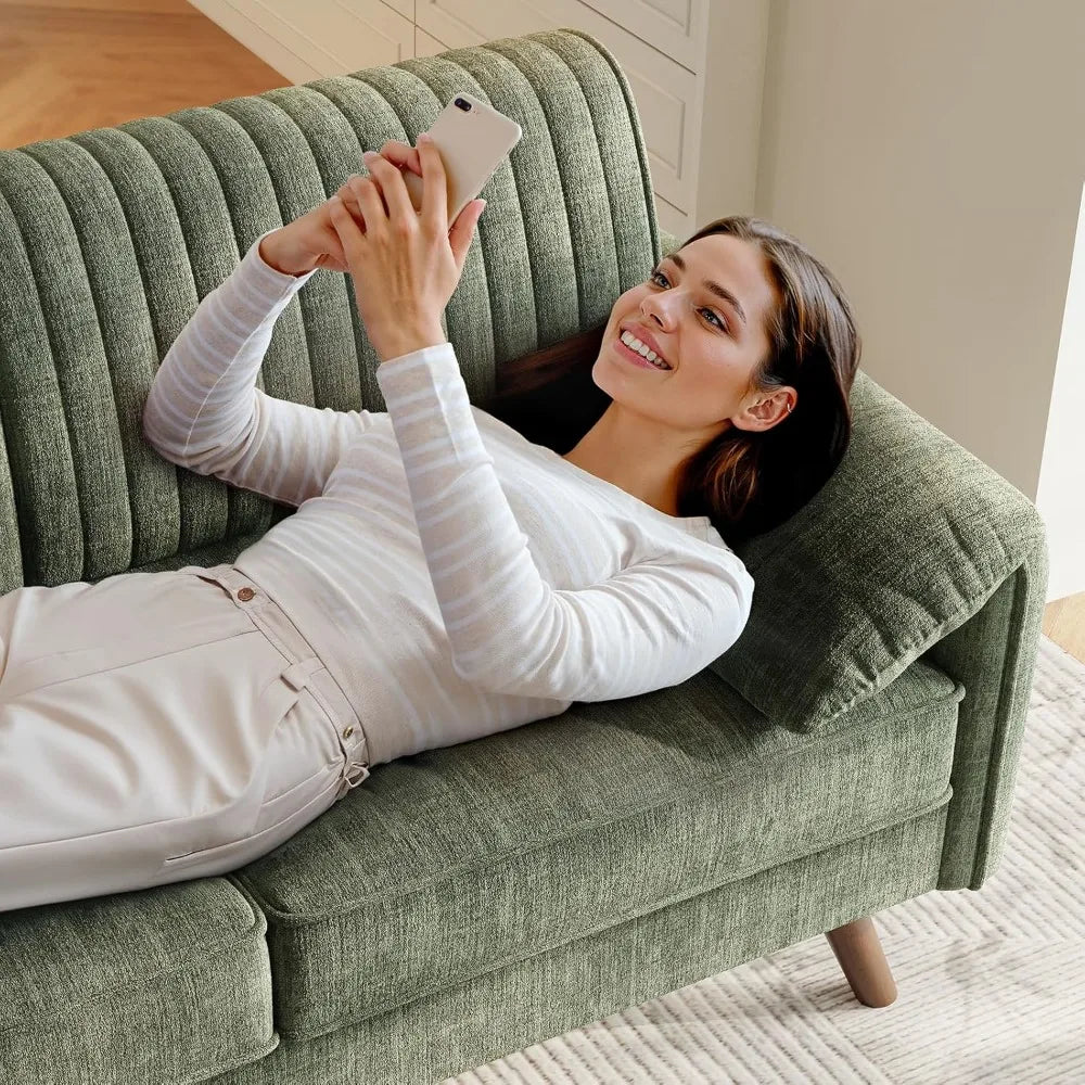64.5" Loveseat Sofa, Chenille, with Padded Arms