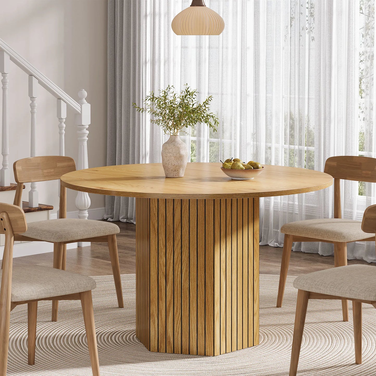 Round Dining Table for 4-6 People, 47-Inch