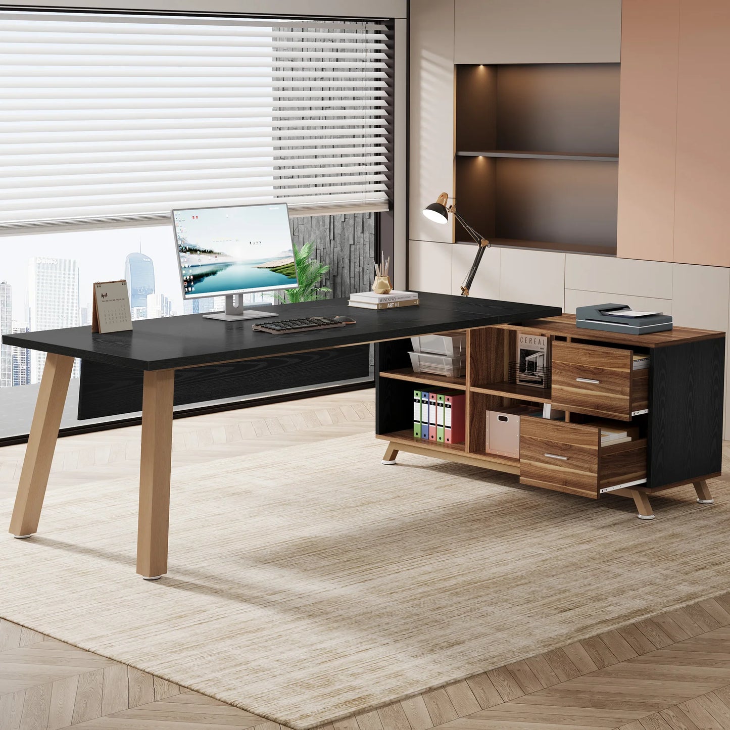 Tribesigns 78.7-Inch Executive Office Desk, L-Shaped Desk