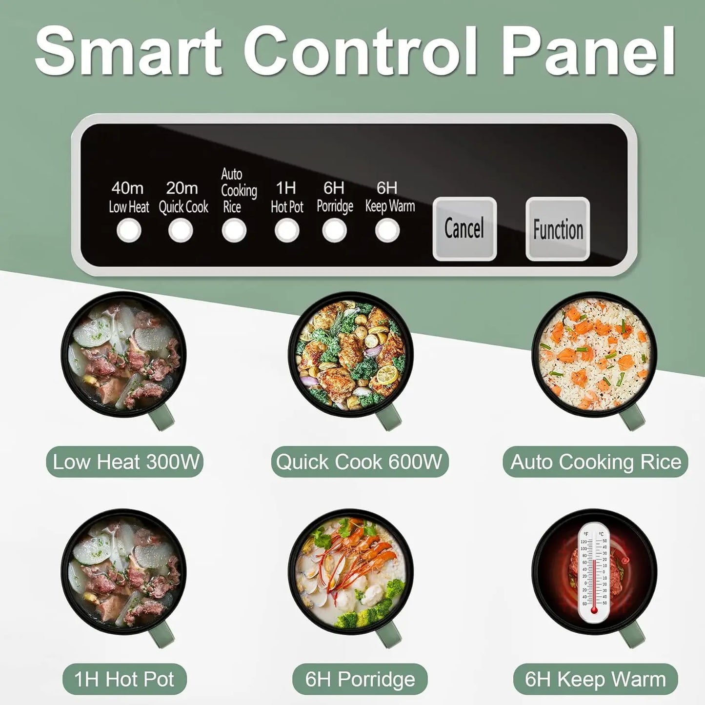 Smart Mini Hot Pot 1.2L w Stainless Steel Steamer Basket 600W
