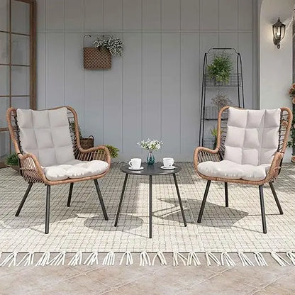 Outdoor Bistro Set, Small Patio Furniture Set with Coffee Table