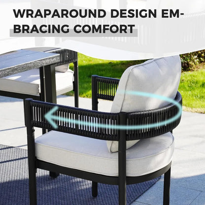 Outdoor Dining Set for 6, 7 PCS Patio Table and Chairs Set