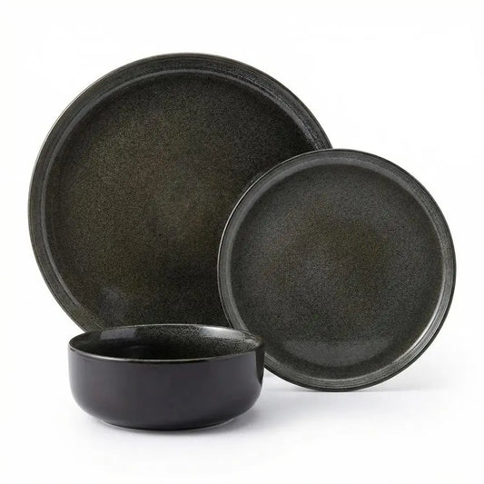 and Bowls Sets,12 Pieces Round Porcelain Dinnerware Sets,Dishes, Plates, Dishware Sets,Chip Resistant Ceramic Dish Set Dining Di