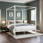 Canopy Bed Frame, Enhanced 4-Poster, 3-Metal Crossbar