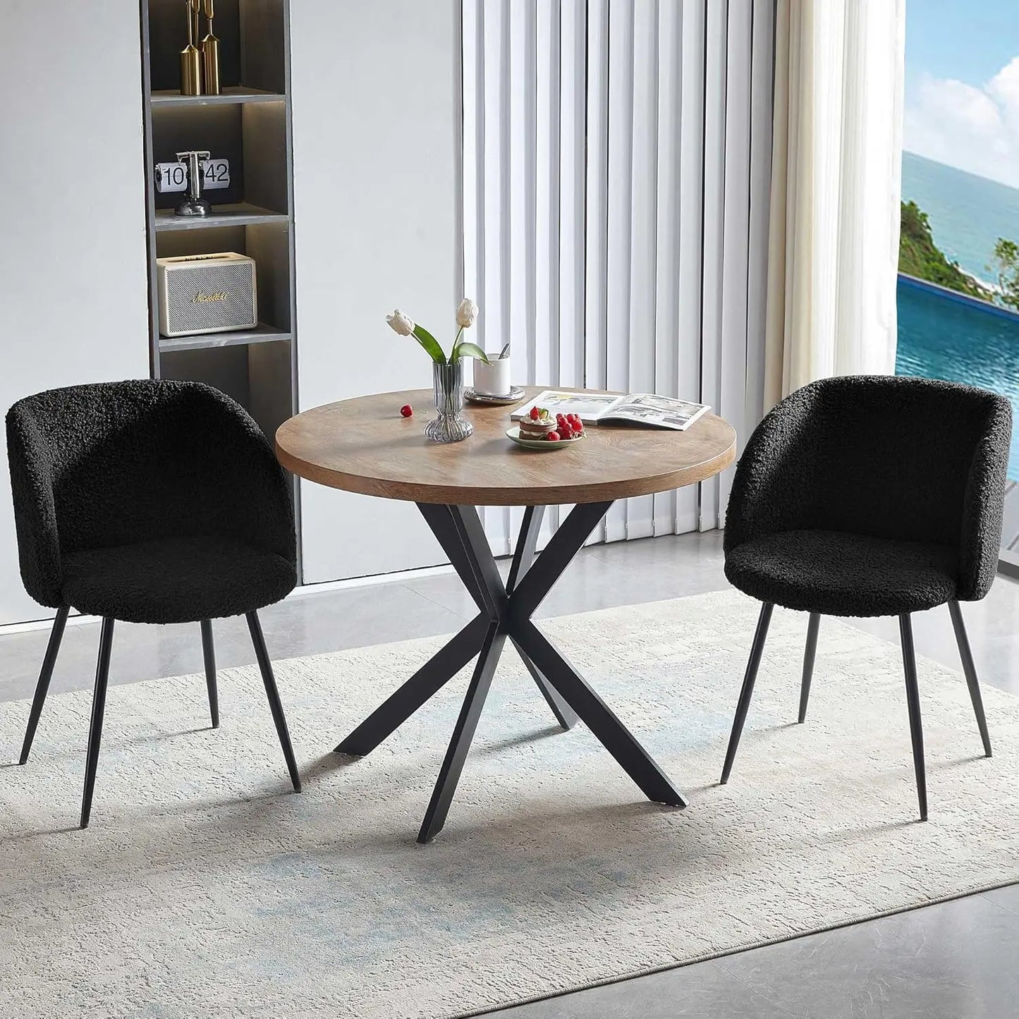 3 Pieces Dining Table Set for 2, Round  Tabletop