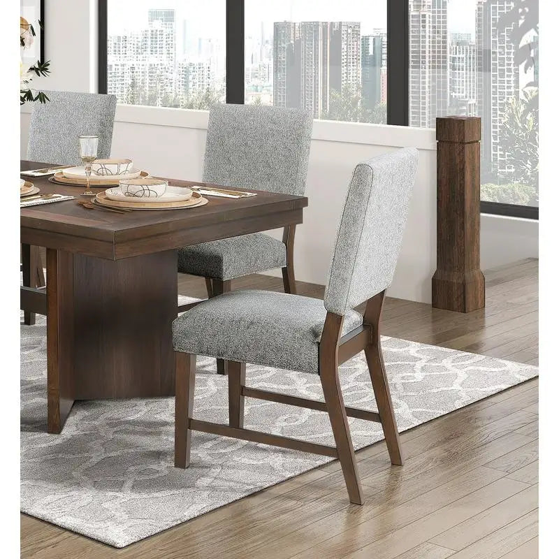 Modern Walnut Finish Dining Set 7pc