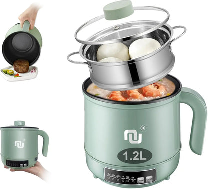 Smart Mini Hot Pot 1.2L w Stainless Steel Steamer Basket 600W