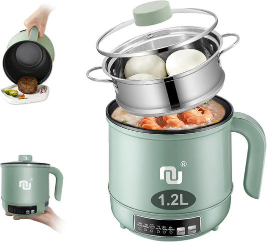 Smart Mini Hot Pot 1.2L w Stainless Steel Steamer Basket 600W