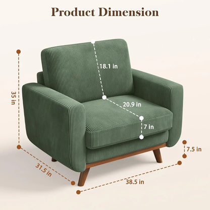 38.5" Accent, Upholstered Armchair with Deep Seat