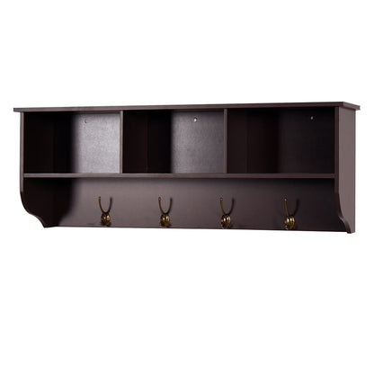 Wall-Mounted Coat Hooks With Storage Shelf
