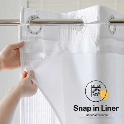Waffle No Hooks Shower Curtain