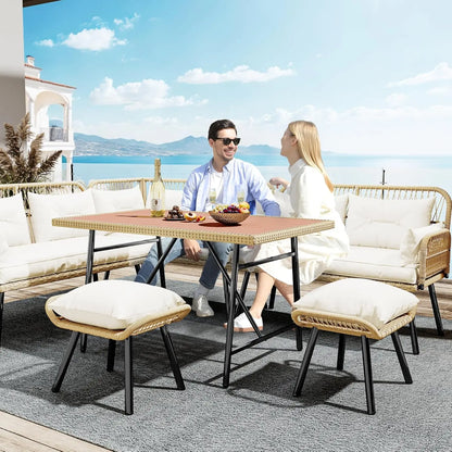 Patio Wicker L-Shaped Furniture Set
