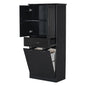 Modern Bathroom Storage Cabinet with Two Laundry Baskets, One Drawer, Adjustable Shelf