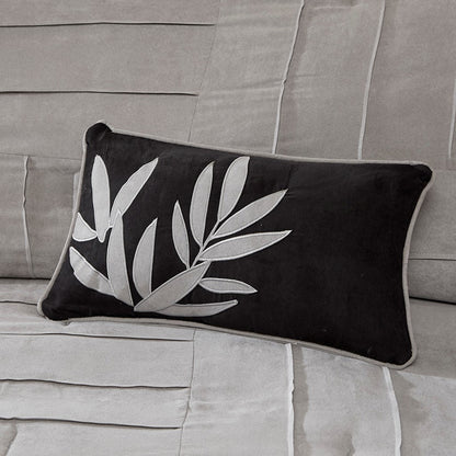 7 Piece Faux Suede Comforter Set Grey Queen