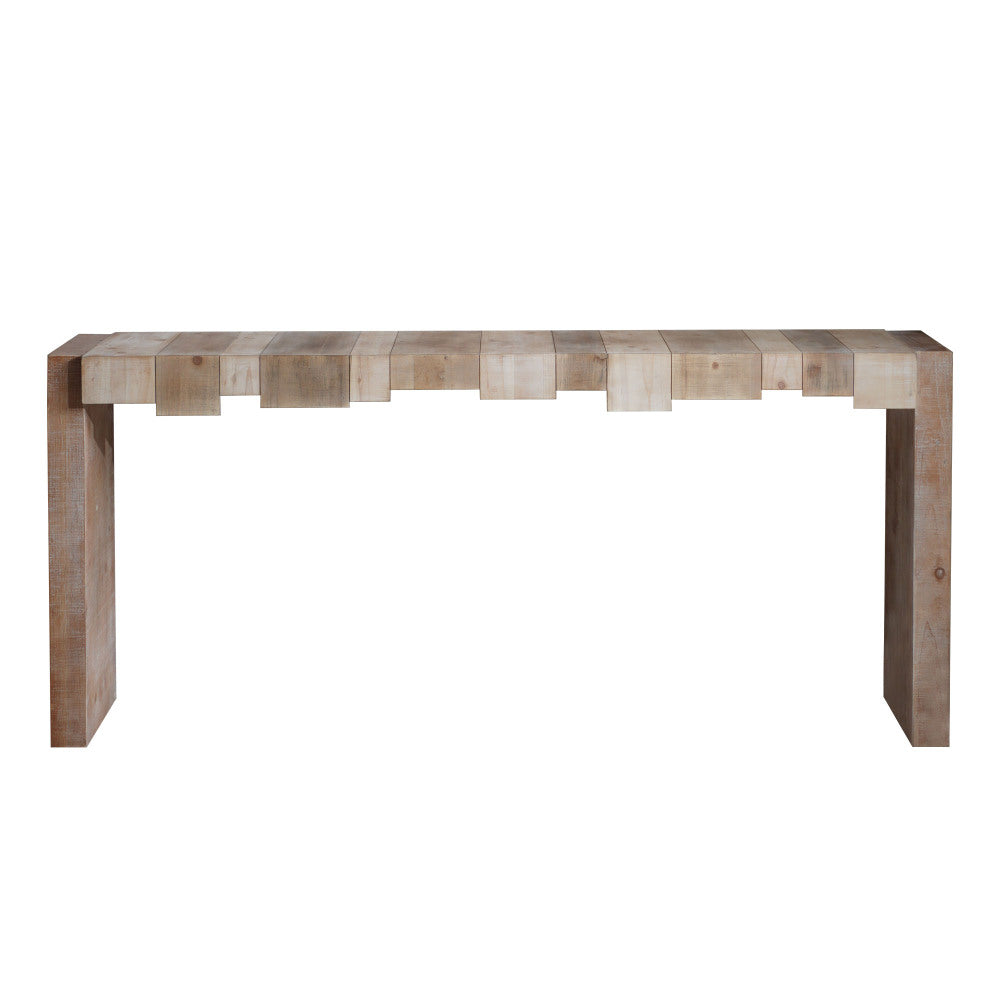 71" Rustic Console Table with Sculpted Block Apron | Narrow Entryway & Sofa Table for Hallway, Living Room & Foyer