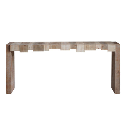 71" Rustic Console Table with Sculpted Block Apron | Narrow Entryway & Sofa Table for Hallway, Living Room & Foyer
