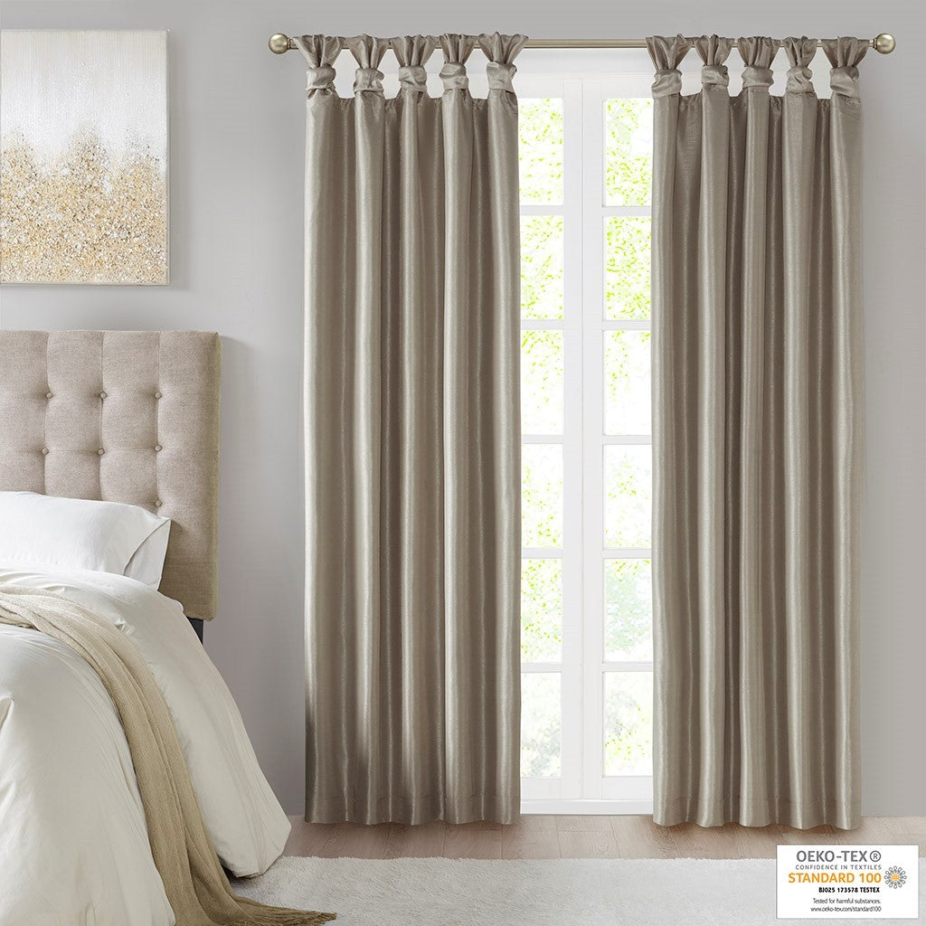 Twist Tab Total Blackout Window Curtain Panel Pewter 50x95