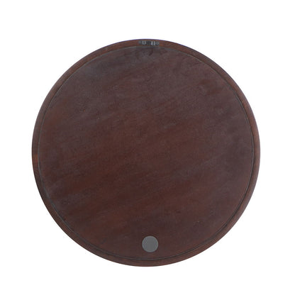 Circle Wall Mirror With Wooden Frame for Living Room