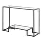 2-Tier Glass Console Table, Modern Rectangle Sofa Side Table with Tempered Glass Top and Iron Legs, Golden Consloe Desk with Anti-Tip Device for Living Room, Hallway, Entryway, Foyer, Black
