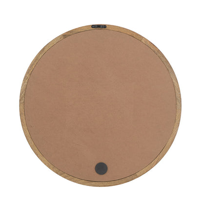 Circle Wall Mirror With Wooden Frame for Living Room